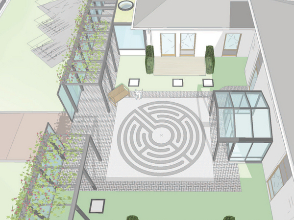 Visualisierung des geplanten Labyrinths für das Diakonie Hospiz Wannsee Visualisierung des geplanten Labyrinths für das Diakonie Hospiz Wannsee